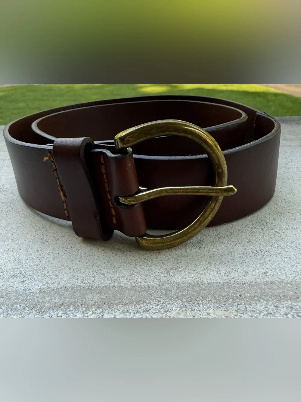 GAP Leather Women’s Classic Boho Contour Belt Brown Brass Buckle Size S/M